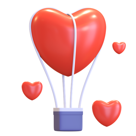 Heart Air Balloon  3D Icon