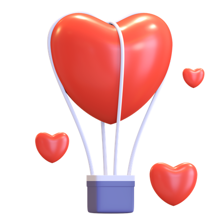 Heart Air Balloon  3D Illustration