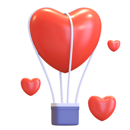 Heart Air Balloon 3D Illustration