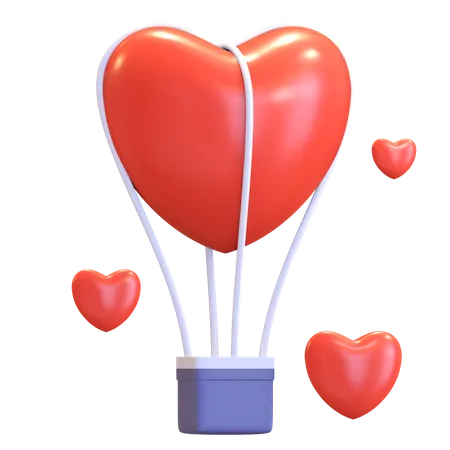 Heart Air Balloon  3D Illustration