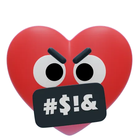 Heart angry emoji  3D Icon