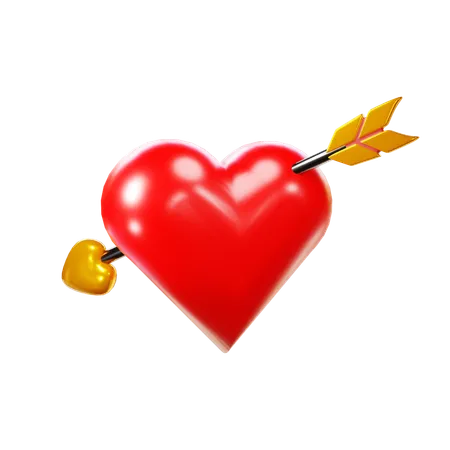 3 D Render Valentine Love Heart Arrow 3D Icon