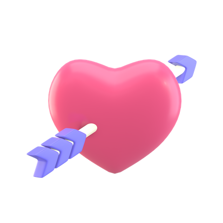 Heart arrow 3D Illustration