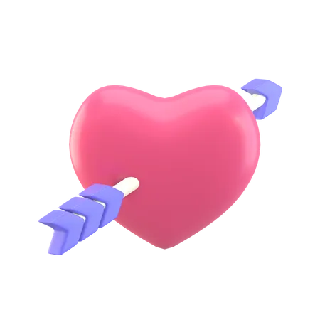 Heart arrow 3D Illustration
