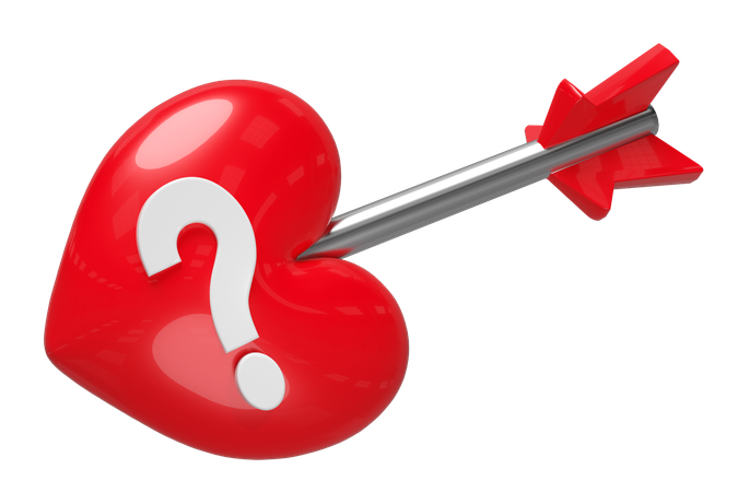 Heart arrow with questions  3D Icon