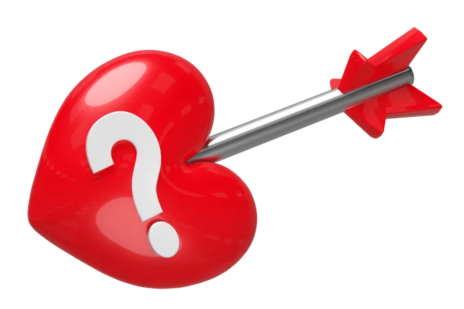 Heart arrow with questions  3D Icon