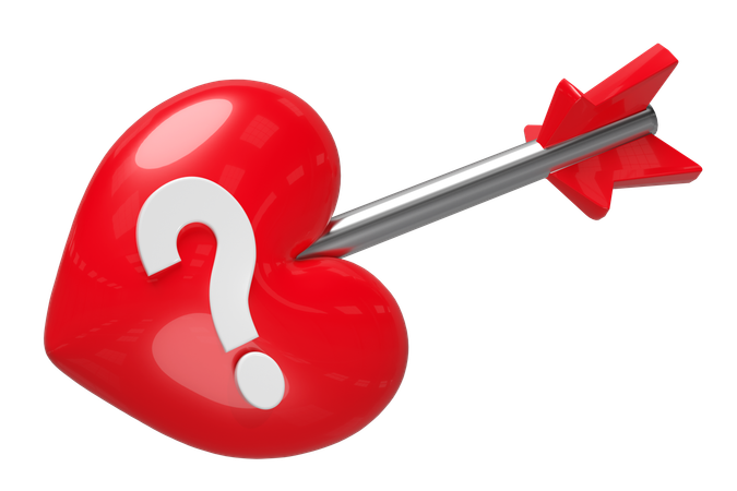 Heart arrow with questions  3D Icon