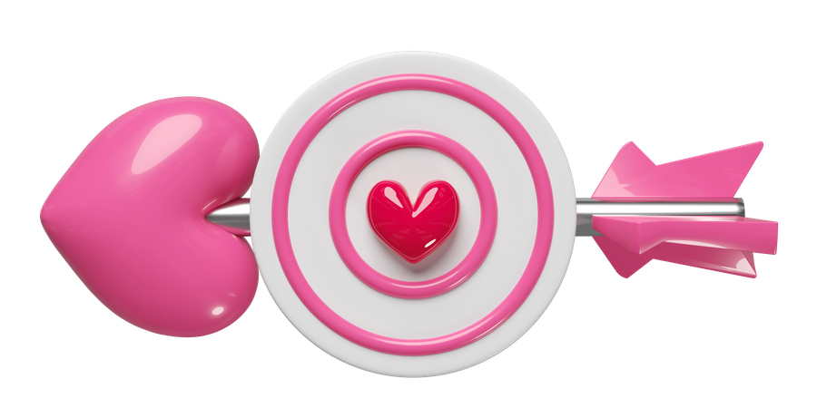 Heart arrow with target  3D Icon