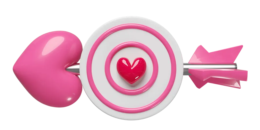 Heart arrow with target  3D Icon