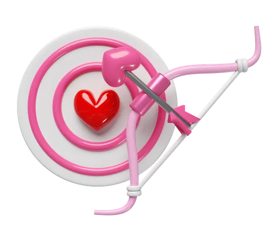 Heart arrow with target  3D Icon