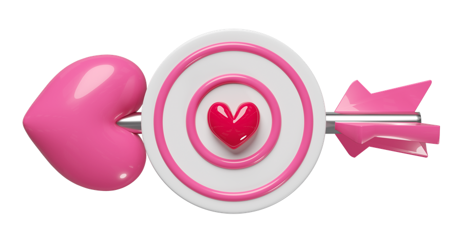 Heart arrow with target  3D Icon