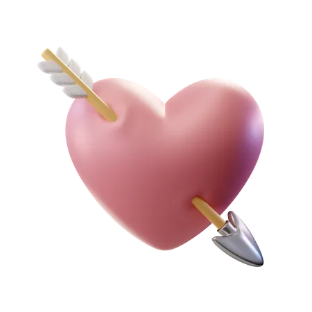 Heart Arrowed 3D Illustration