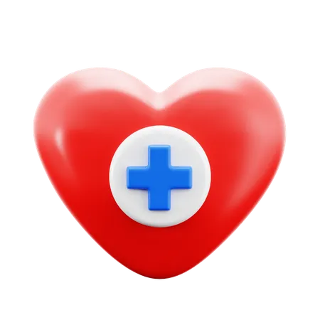 Love Heart With Plus Symbol For Healthy Care Medical Hospital 3 D Icon Illustration Render Design 3D Icon