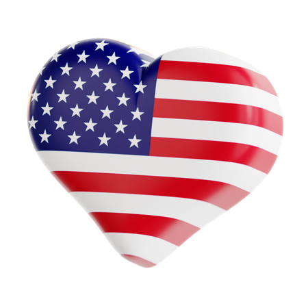 Heart Balloon American  3D Icon