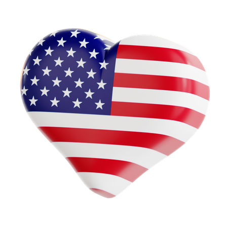 Heart Balloon American  3D Icon