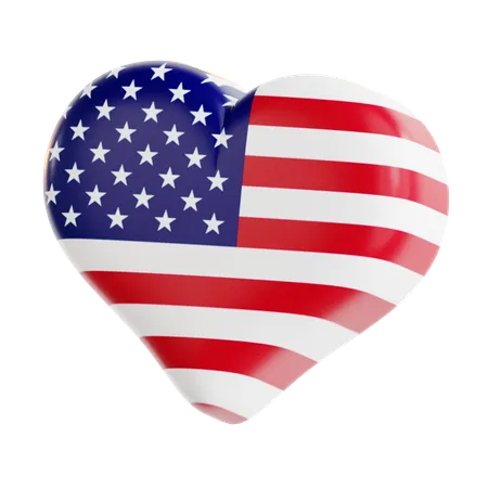 Heart Balloon American  3D Icon