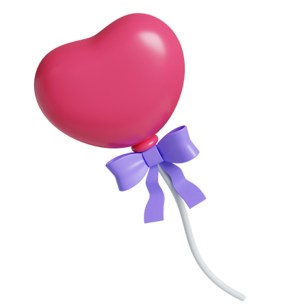 Heart Balloon With Bow  3D Icon