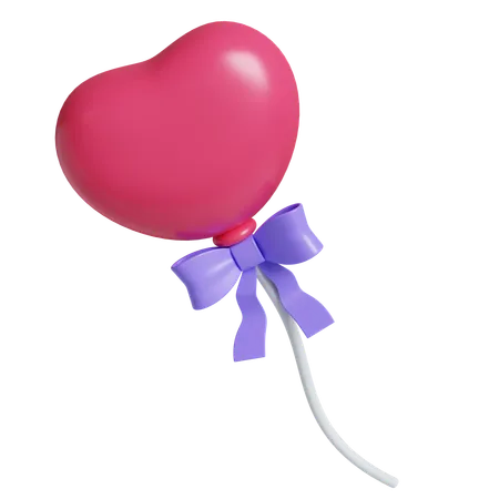 Heart Balloon With Bow  3D Icon