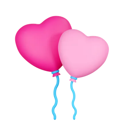 Double Heart Balloons 3D Icon