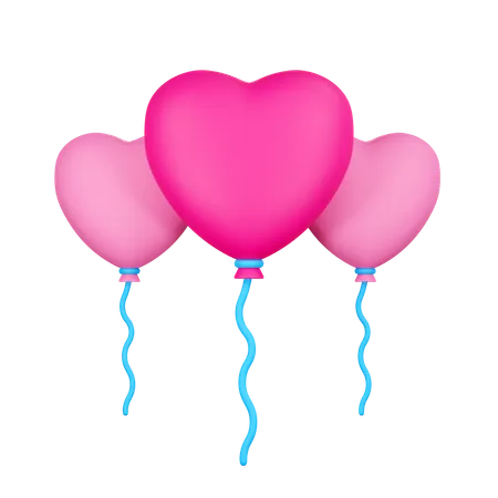Heart Balloons Illustration 3D Icon