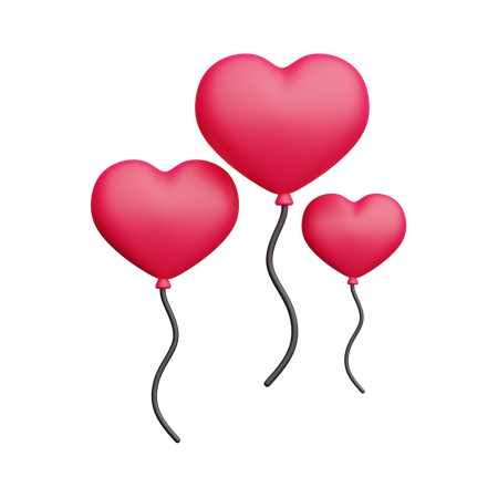 Heart Balloons  3D Icon