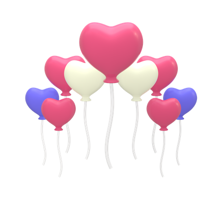 Heart Balloons  3D Illustration