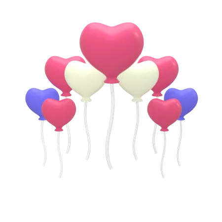 Heart Balloons  3D Illustration