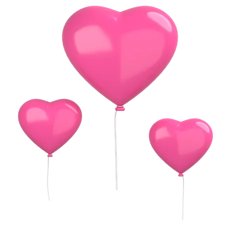 Heart Balloons 3D Illustration