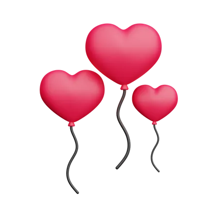 Heart Balloons  3D Icon