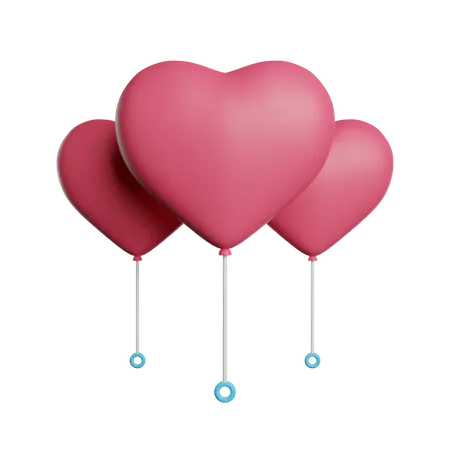Love Ballons Heart 3D Icon