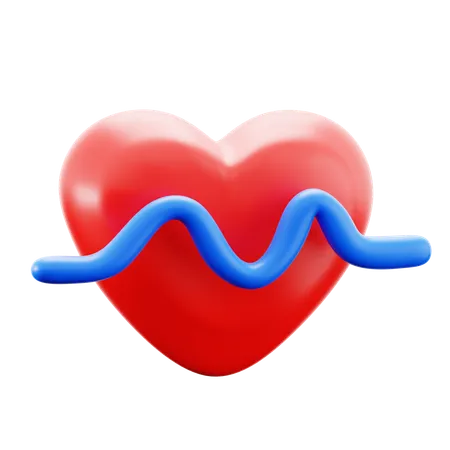 Love Hearth With Heartbeat Pulse Graphic Line For Cardiology Monitor Symbol Medical Hospital 3 D Icon Illustration Render Design 3D Icon