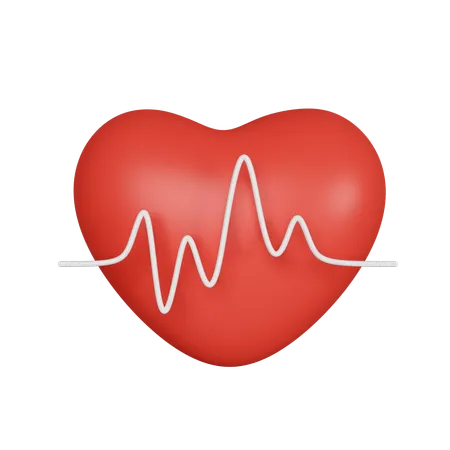 3 D Heart With White Pulse Line Icon For Design Healthy Lifestyle Cardiac Assistance Medical Healthcare Concept Icon Isolated On White Background 3 D Rendering Illustration Clipping Path 3D Icon