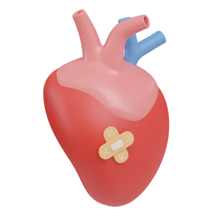 Heart With Bandage Concept Of Heart Health 3 D Icon Narcotics Illustration 3D Icon