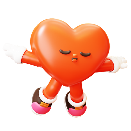 Heart Character Flying  3D Illustration