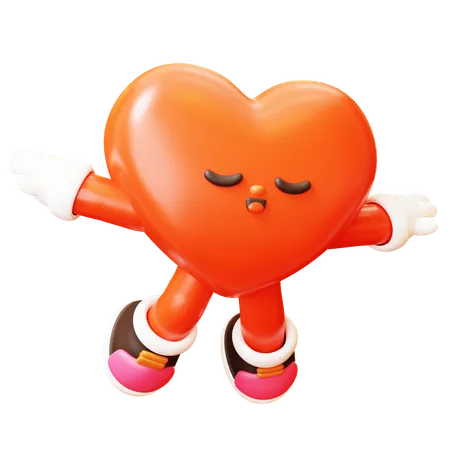 3 D Cute Cartoon Red Heart Character Happy Valentines Day Love Couple Concept Romantic Mascot 3D Illustration