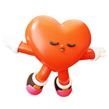 Heart Character Flying  3D Illustration