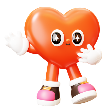 Heart Character Greeting Gesture  3D Illustration