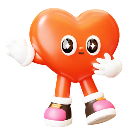 Heart Character Greeting Gesture  3D Illustration