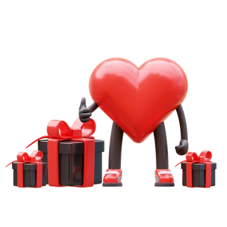 Heart Character Has Gifts  3D Icon