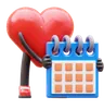 Heart Character Holding Calendar Planning Schedule
