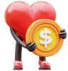 Heart Character Holding Coin
