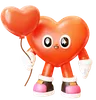 Heart Character Holding Heart Balloon