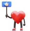 Heart Character Holding Like Sign