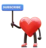 Heart Character Holding Subscribe Sign