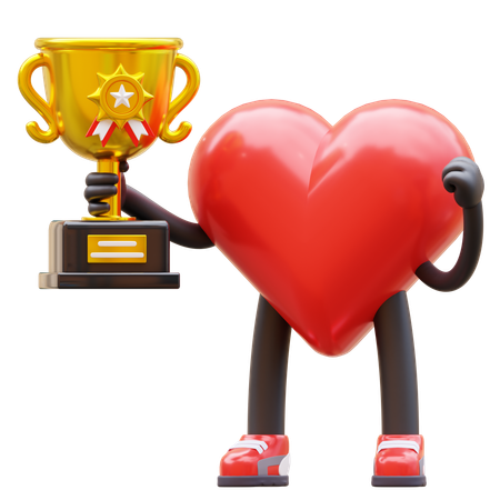 Heart Character Holding Trophy  3D Icon