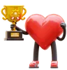 Heart Character Holding Trophy