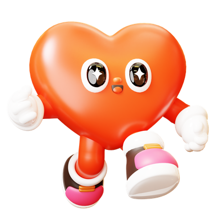 Heart Character Joy Jumping  3D Illustration