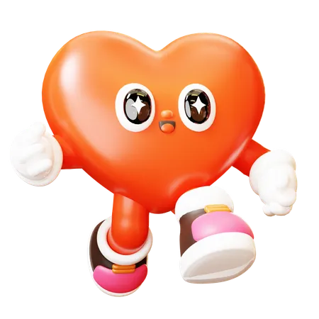 Heart Character Joy Jumping  3D Illustration