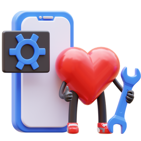 Heart Character Maintenance Mobile Application  3D Icon