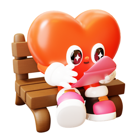 Heart Character Read Love Letter  3D Icon